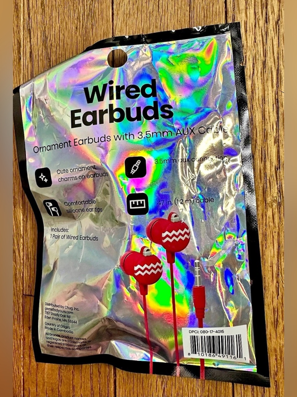 Ornament Earbuds with 3.5mm AUX Cable Red